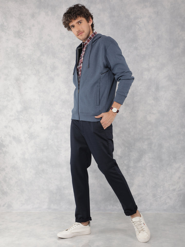 Blue Hooded Neck Sweatshirt-Men Sweatshirts-Crimsoune Club