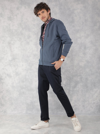Blue Hooded Neck Sweatshirt-Men Sweatshirts-Crimsoune Club