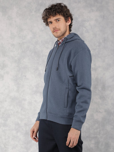 Blue Hooded Neck Sweatshirt-Men Sweatshirts-Crimsoune Club