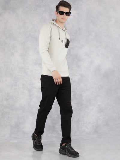 Grey Color-Blocked Hooded Neck Sweatshirt-Men Sweatshirts-Crimsoune Club