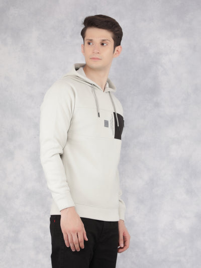 Grey Color-Blocked Hooded Neck Sweatshirt-Men Sweatshirts-Crimsoune Club
