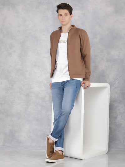 Brown Textured Print Sweatshirt-Men Sweatshirts-Crimsoune Club