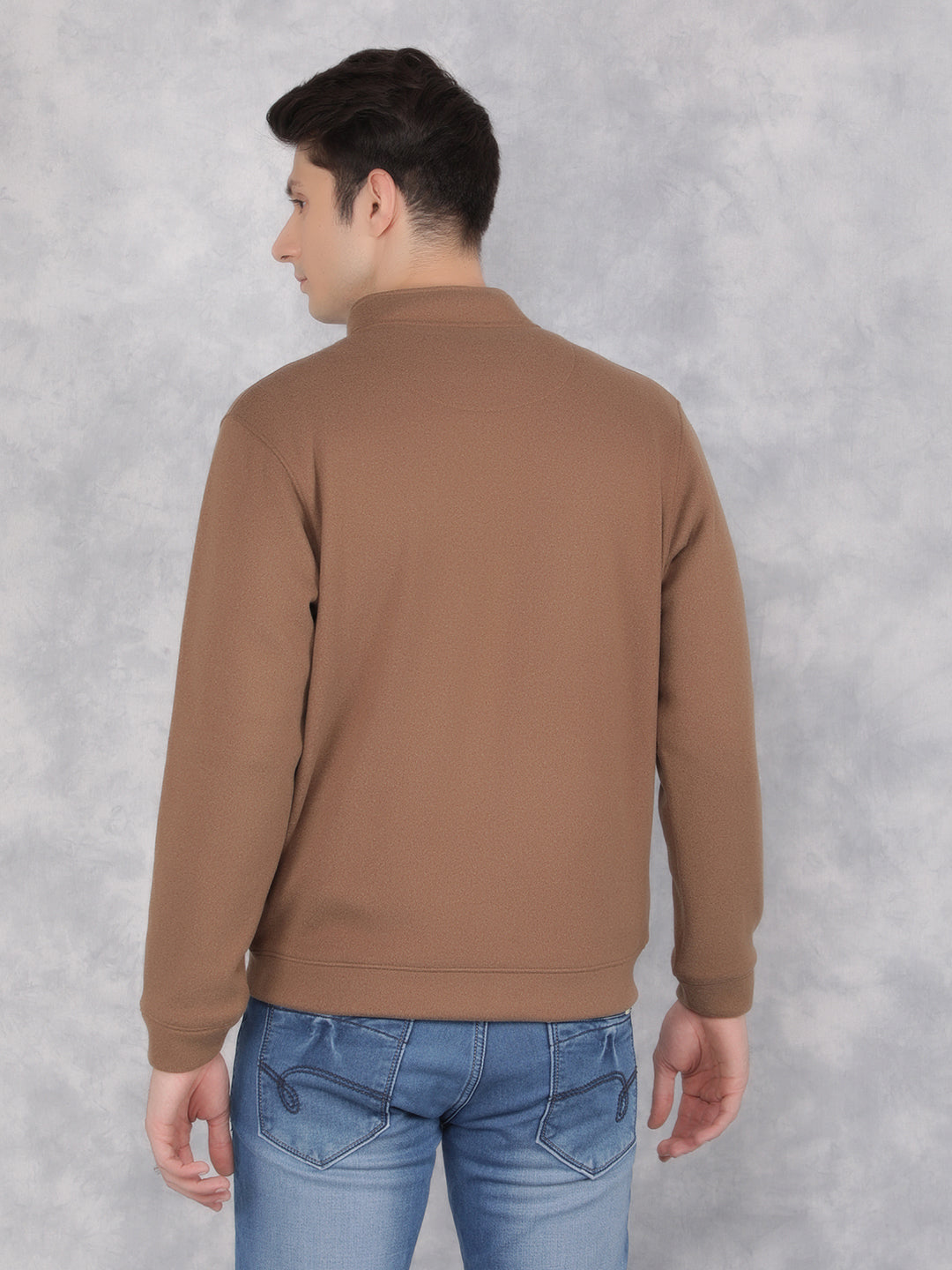 Brown Textured Print Sweatshirt-Men Sweatshirts-Crimsoune Club