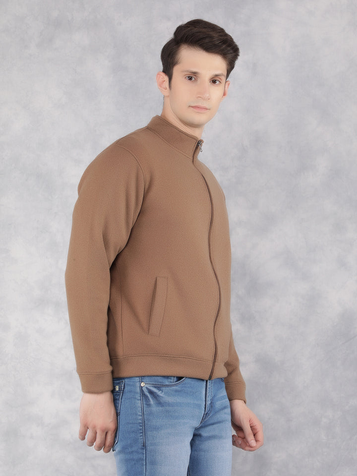 Brown Textured Print Sweatshirt-Men Sweatshirts-Crimsoune Club