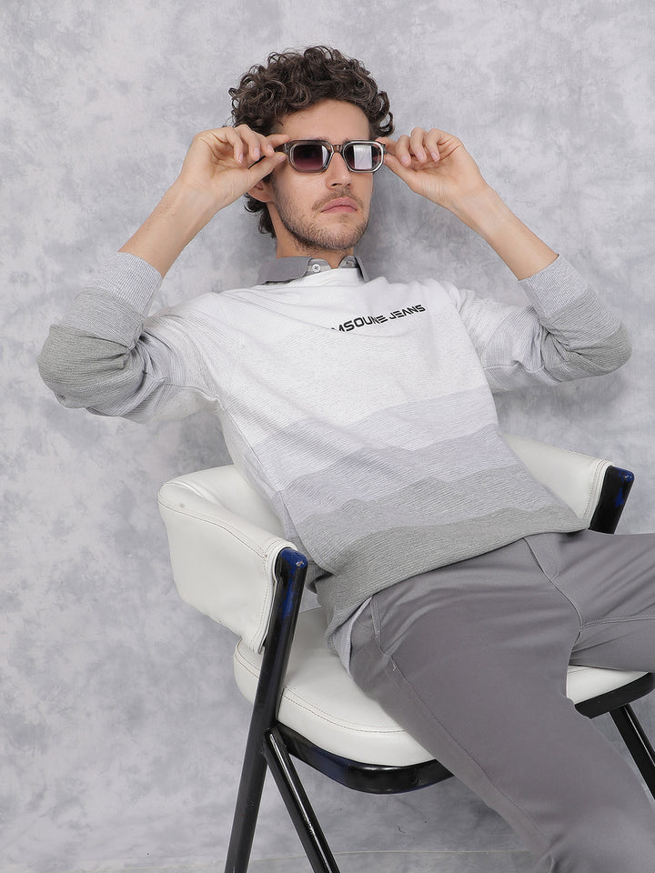Grey Horizontal Stripes Sweatshirt-Men Sweatshirts-Crimsoune Club
