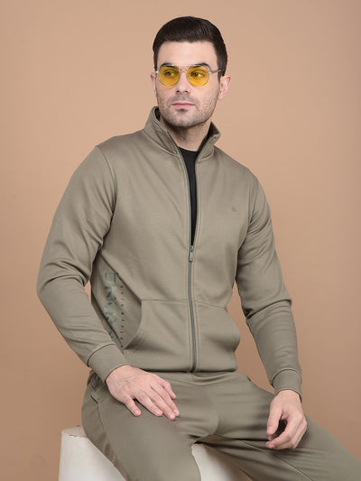 Olive High Neck Tracksuit-Men Track-Suits-Crimsoune Club