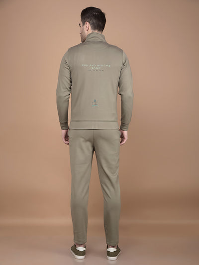 Olive High Neck Tracksuit-Men Track-Suits-Crimsoune Club