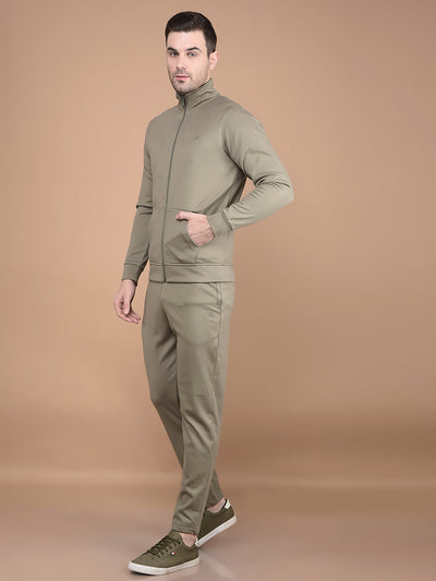 Olive High Neck Tracksuit-Men Track-Suits-Crimsoune Club