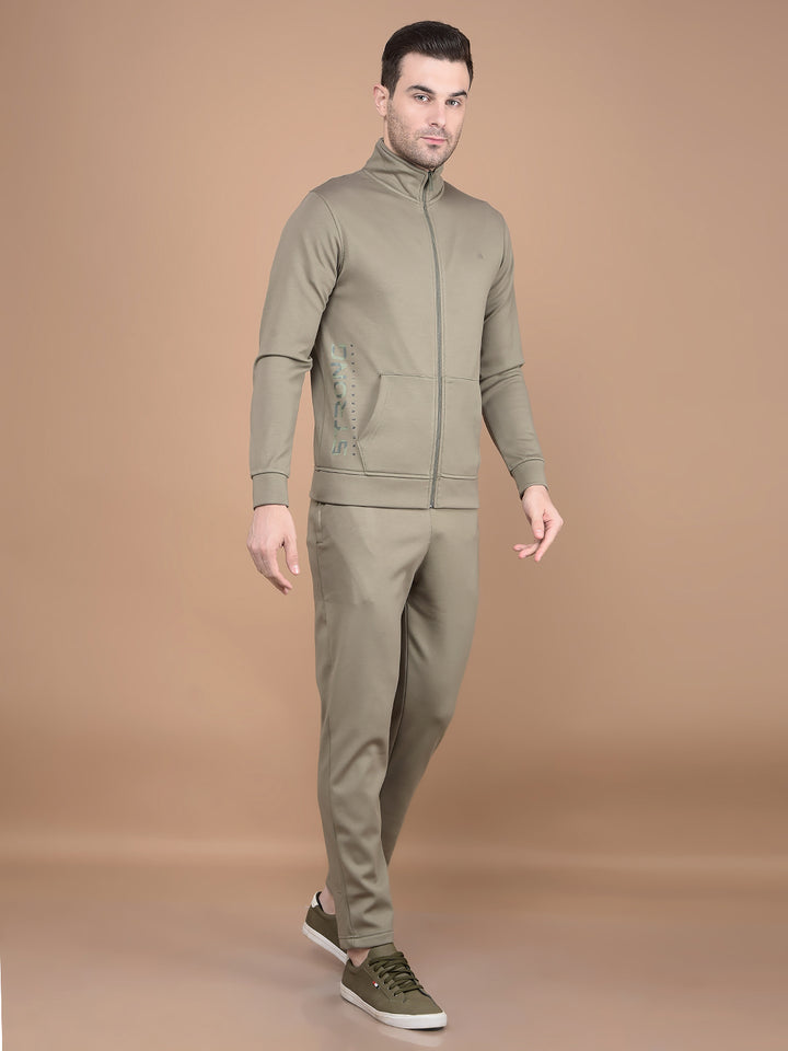 Olive High Neck Tracksuit-Men Track-Suits-Crimsoune Club