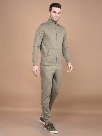 Olive High Neck Tracksuit-Men Track-Suits-Crimsoune Club