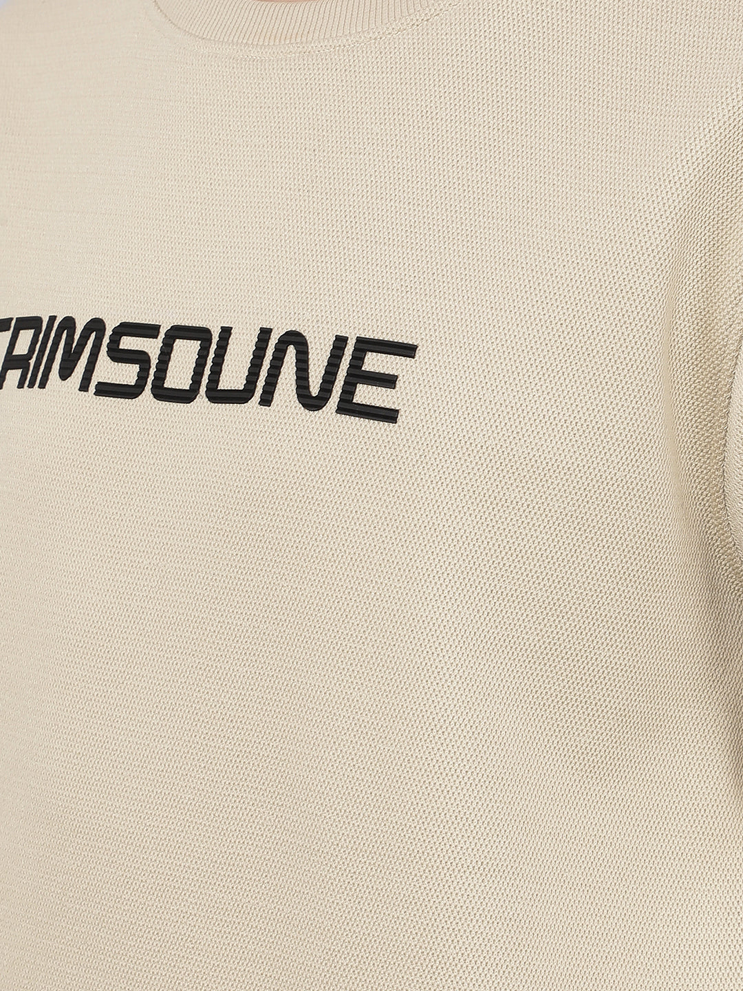Beige Typographic Print Sweatshirt-Men Sweatshirts-Crimsoune Club