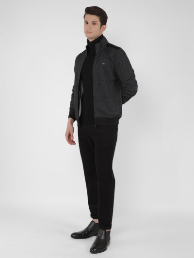 Black Jacquard Sweatshirt-Men Sweatshirts-Crimsoune Club