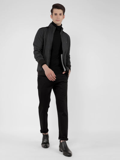 Black Jacquard Sweatshirt-Men Sweatshirts-Crimsoune Club