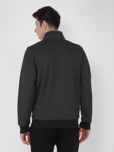 Black Jacquard Sweatshirt-Men Sweatshirts-Crimsoune Club