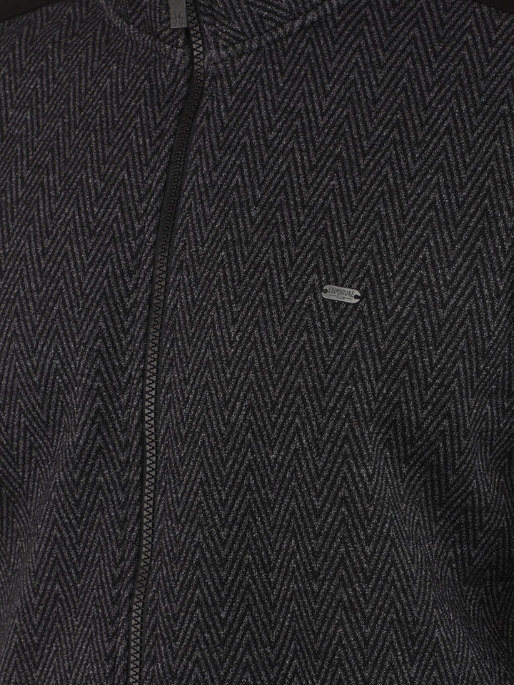 Black Jacquard Sweatshirt-Men Sweatshirts-Crimsoune Club