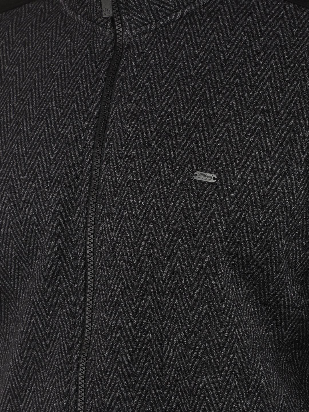 Black Jacquard Sweatshirt-Men Sweatshirts-Crimsoune Club