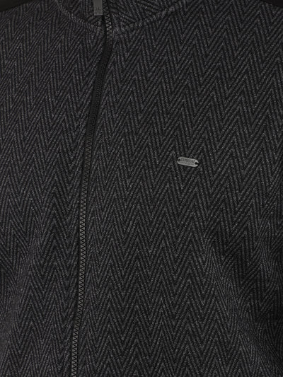 Black Jacquard Sweatshirt-Men Sweatshirts-Crimsoune Club