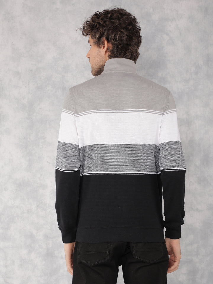 Grey Color Blocked Sweatshirt-Men Sweatshirts-Crimsoune Club