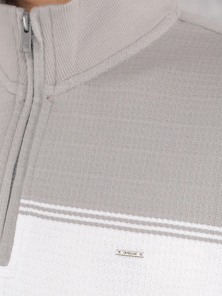 Grey Color Blocked Sweatshirt-Men Sweatshirts-Crimsoune Club