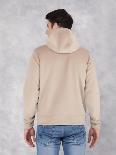 Beige Knitted Hooded Neck Sweatshirt-Men Sweatshirts-Crimsoune Club