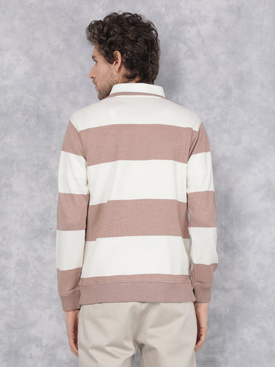 Pink Horizontal Stripes Sweatshirt-Men Sweatshirts-Crimsoune Club