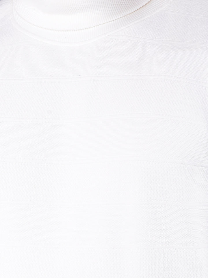 White Turtle Neck Sweatshirt-Men Sweatshirts-Crimsoune Club