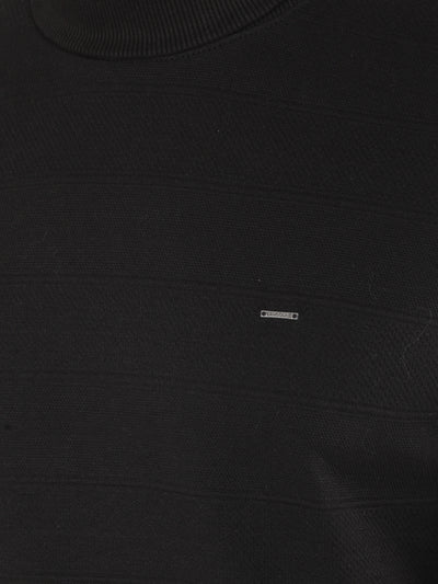 Black Jacquard Turtle Neck Sweatshirt-Men Sweatshirts-Crimsoune Club