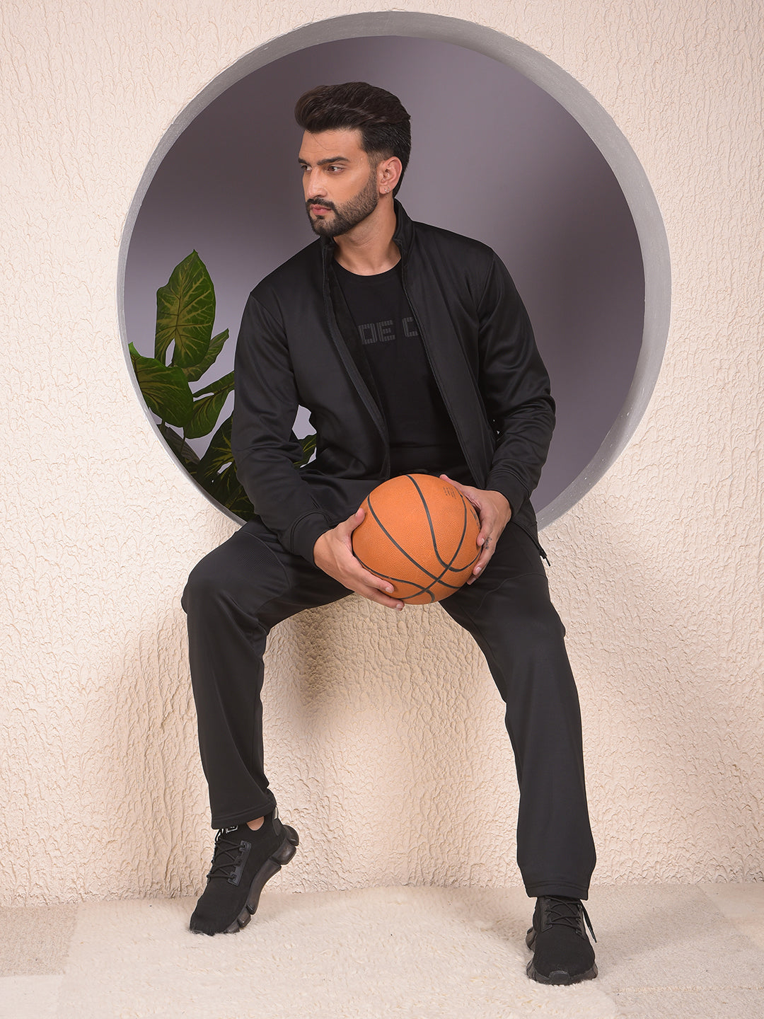 Black Knitted Trackpants-Men Trackpants-Crimsoune Club