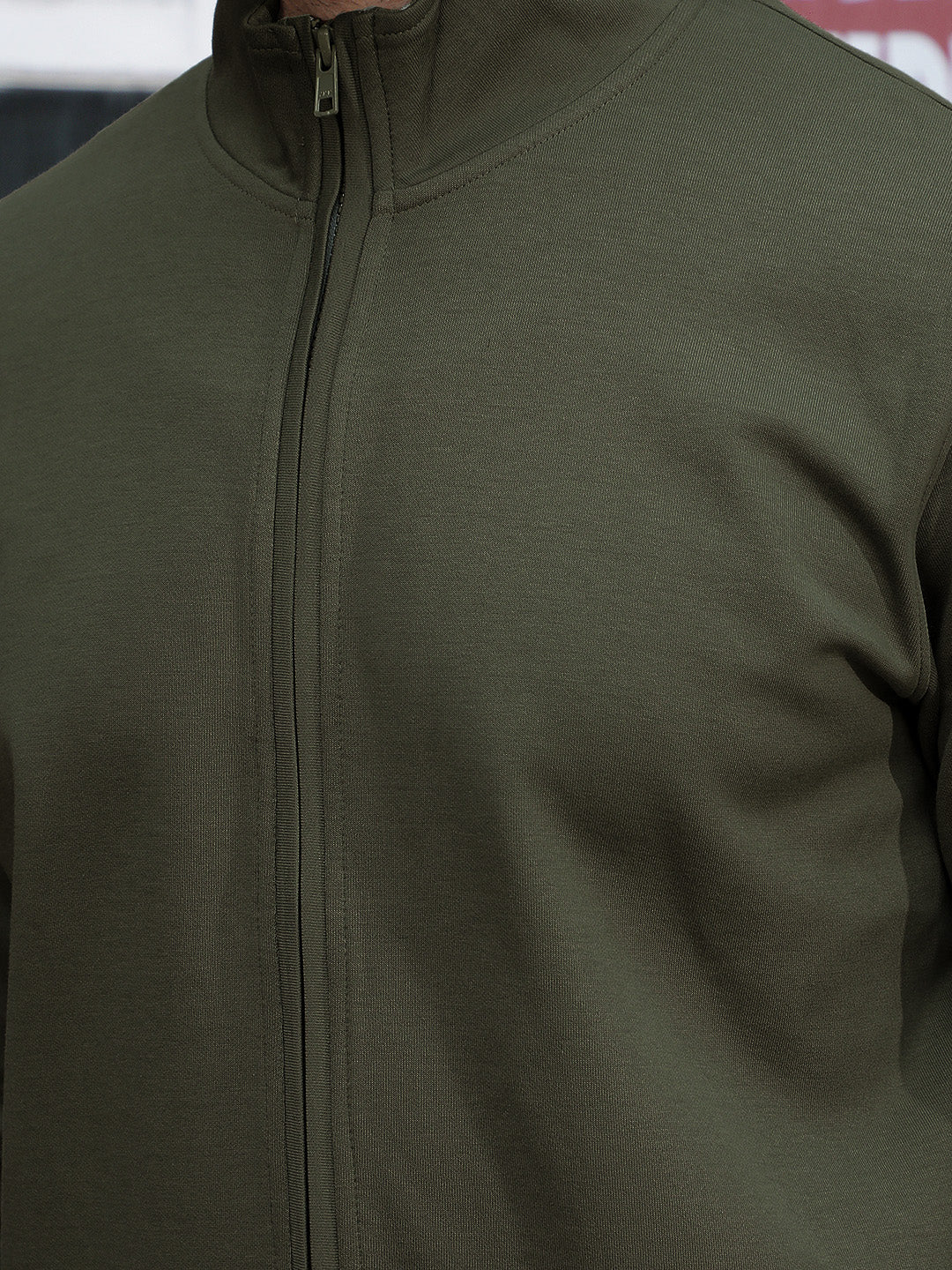 Olive Front Open Sweatshirt-Men Sweatshirts-Crimsoune Club