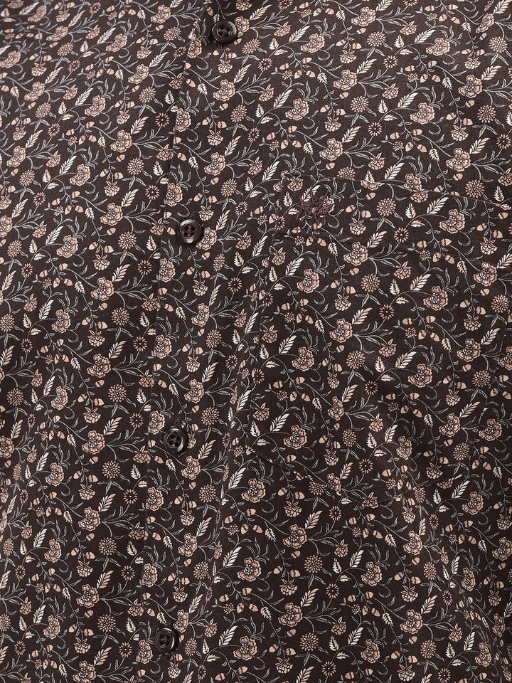Crimsoune Cub Mens Brown Floral Shirt-Men Shirts-Crimsoune Club