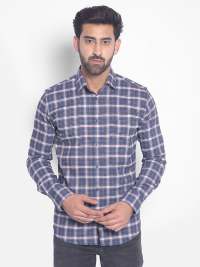 Blue Checked Shirt-Men Shirts-Crimsoune Club