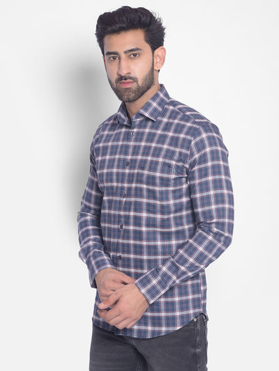 Blue Checked Shirt-Men Shirts-Crimsoune Club