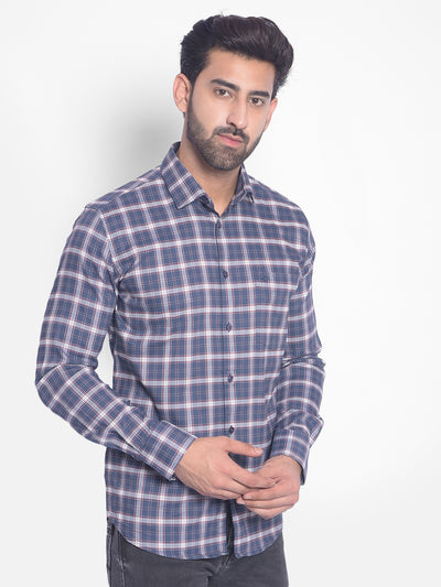 Blue Checked Shirt-Men Shirts-Crimsoune Club