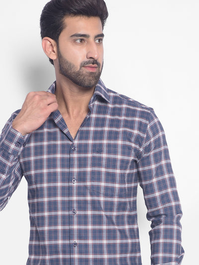 Blue Checked Shirt-Men Shirts-Crimsoune Club