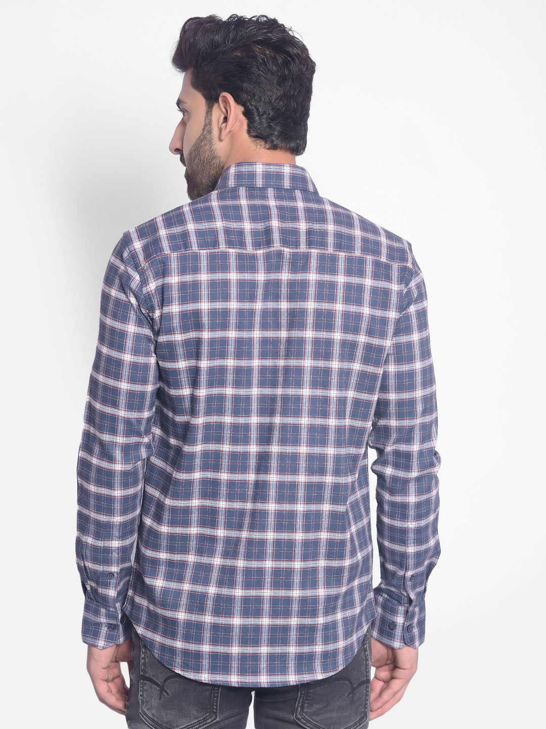 Blue Checked Shirt-Men Shirts-Crimsoune Club