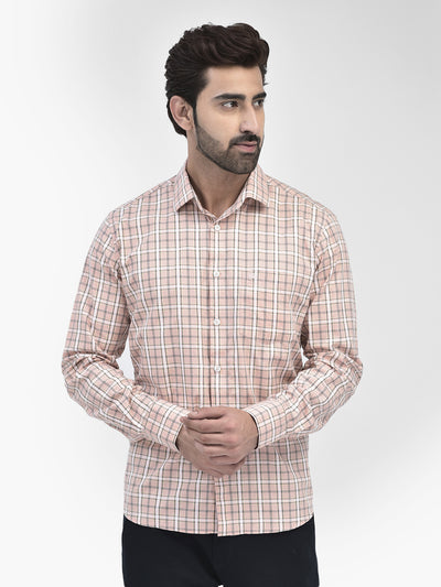 Check Peach Shirt-Men Shirts-Crimsoune Club