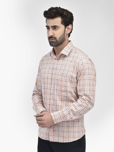 Check Peach Shirt-Men Shirts-Crimsoune Club