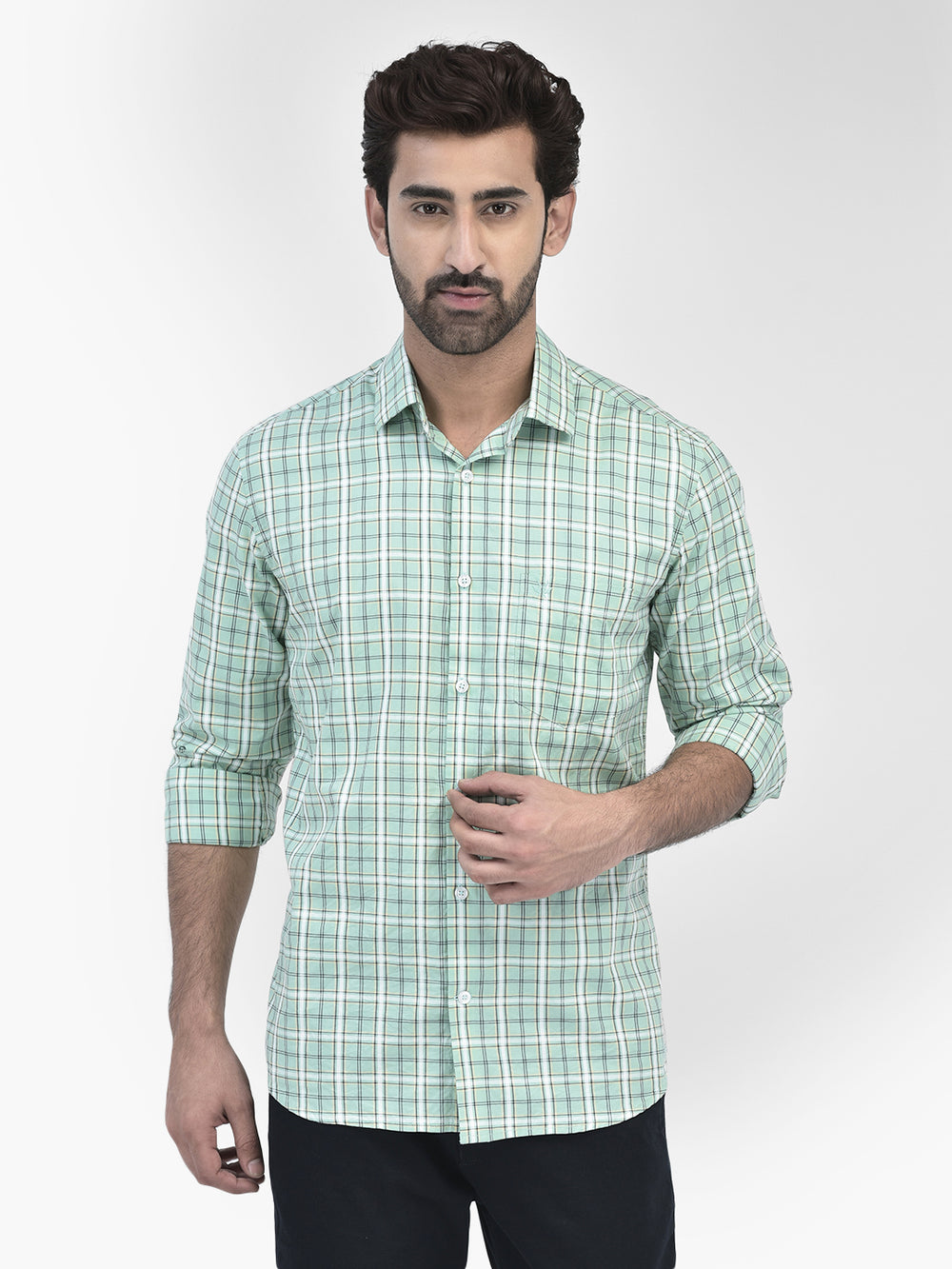 Check Green Shirt-Men Shirts-Crimsoune Club