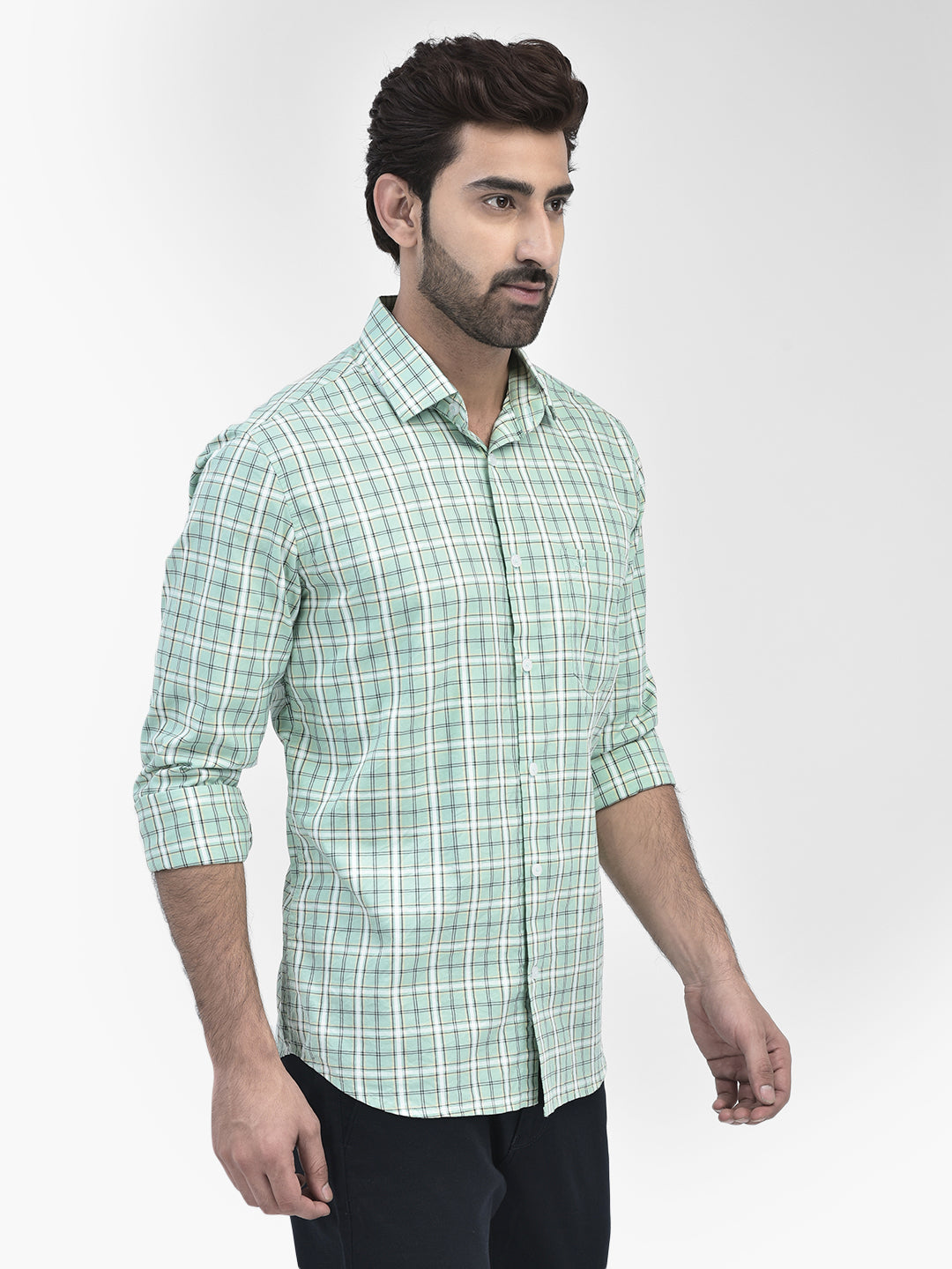 Check Green Shirt-Men Shirts-Crimsoune Club