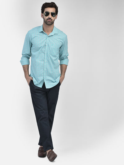 Check Blue Shirt-Men Shirts-Crimsoune Club