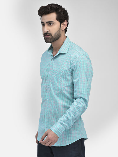 Check Blue Shirt-Men Shirts-Crimsoune Club