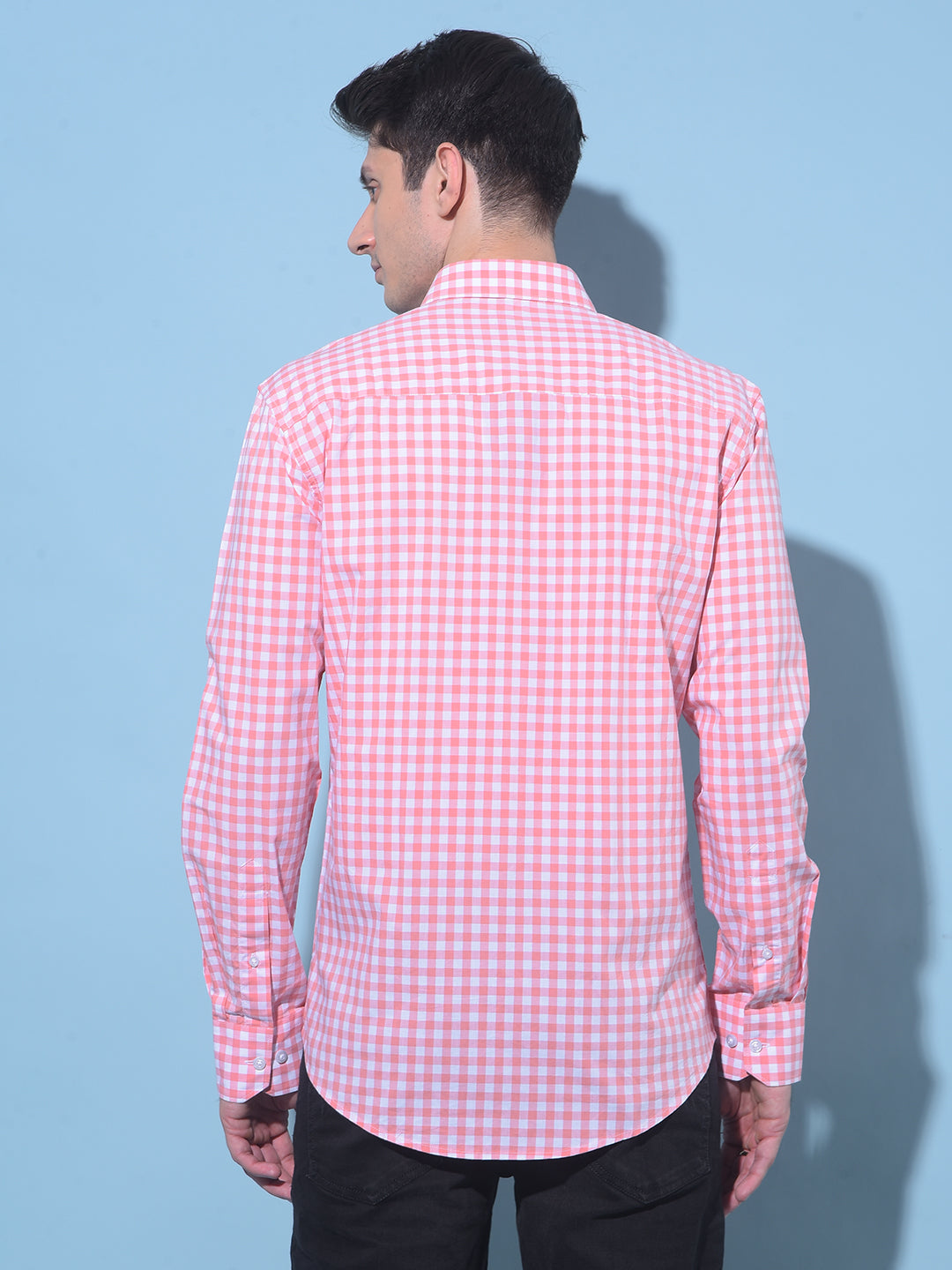 Peach Tartan Check 100% Cotton Shirt-Men Shirts-Crimsoune Club