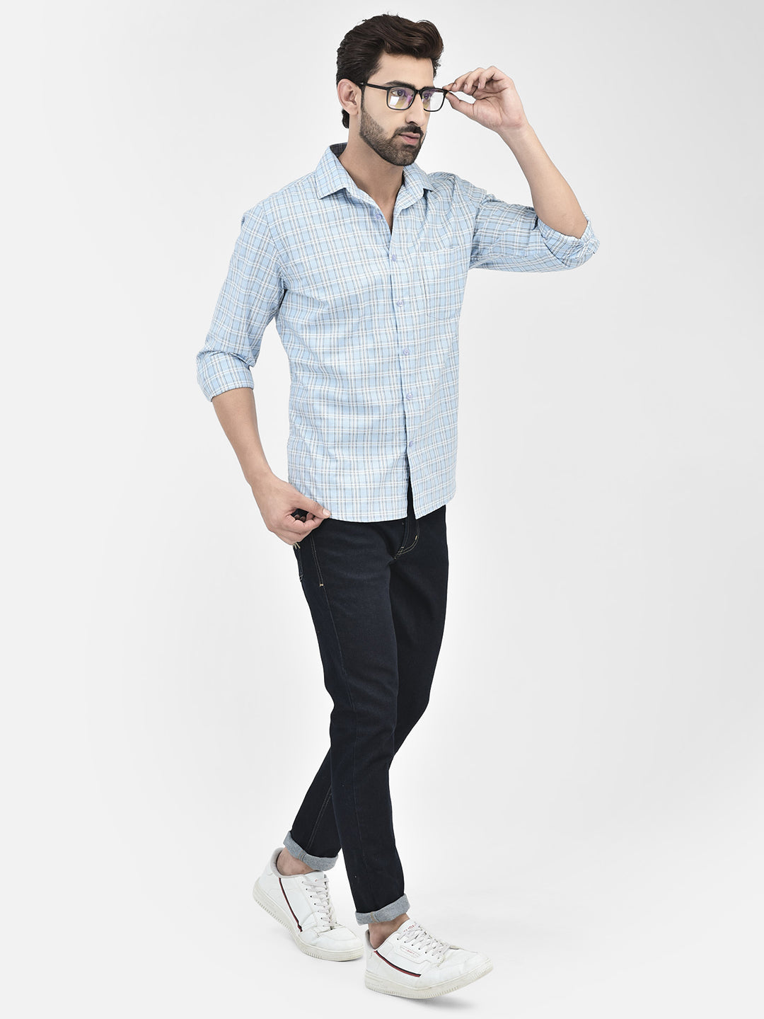 Check Blue Shirt-Men Shirts-Crimsoune Club