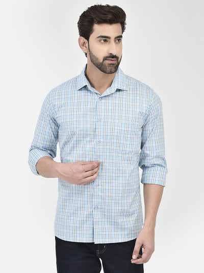 Check Blue Shirt-Men Shirts-Crimsoune Club