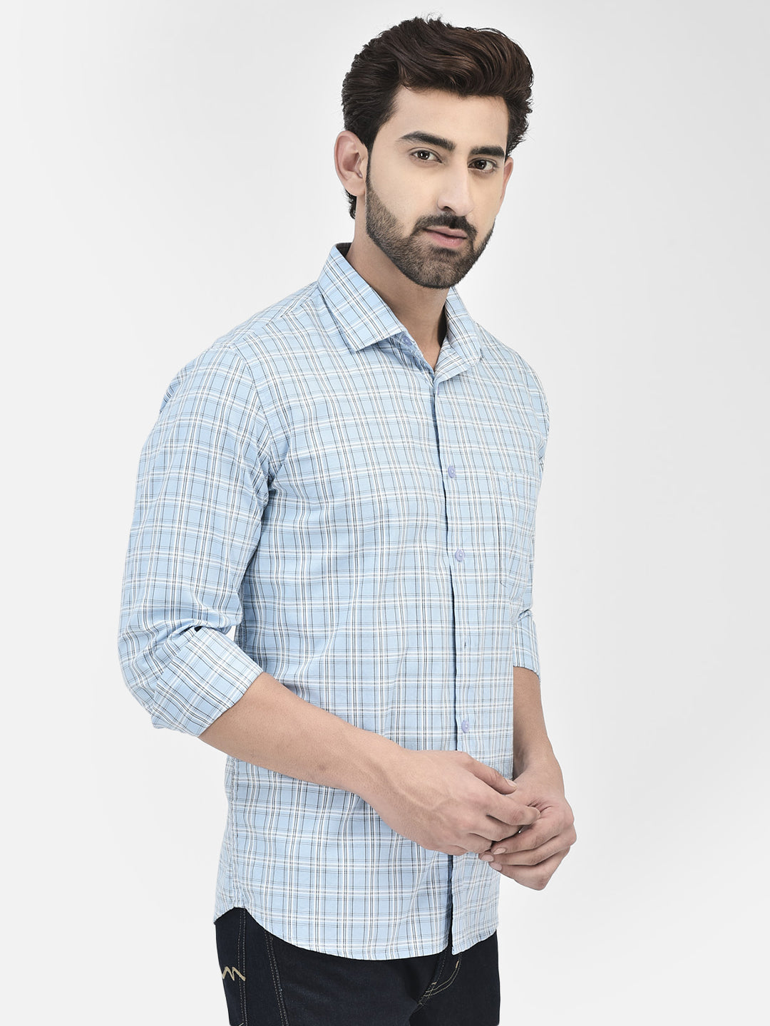 Check Blue Shirt-Men Shirts-Crimsoune Club