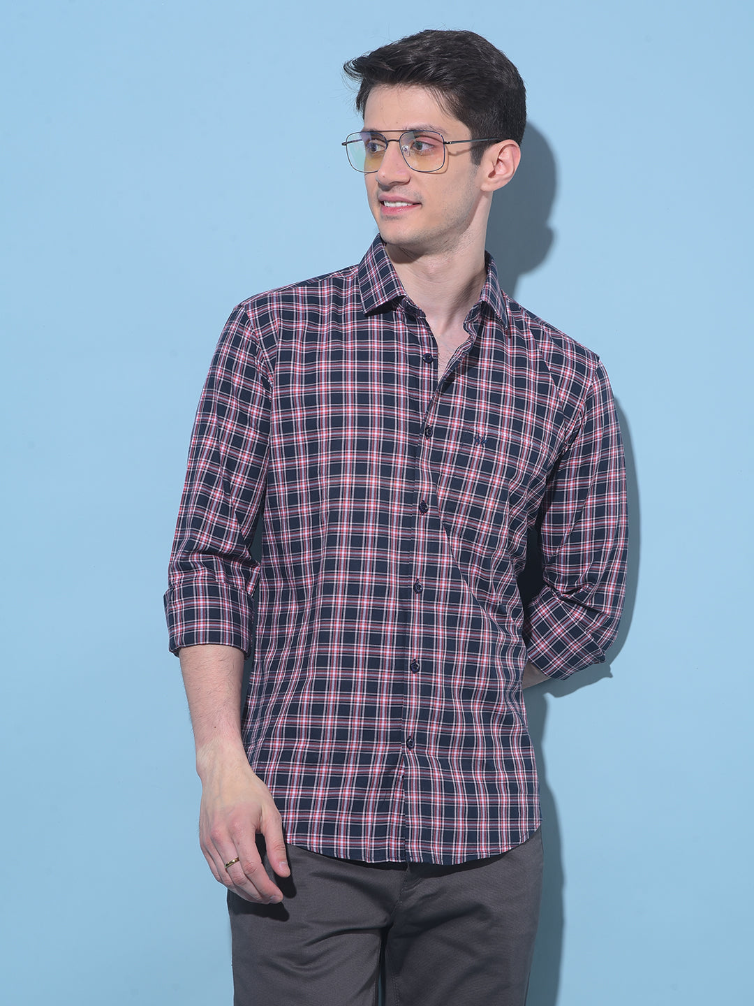 Red Tartan Check 100% Cotton Shirt-Men Shirts-Crimsoune Club