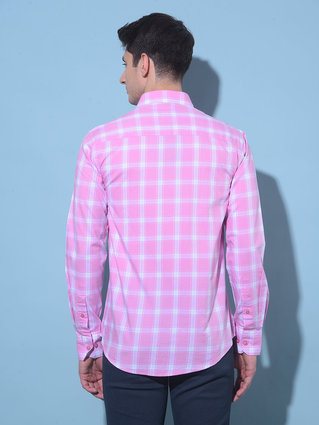 Pink Tartan Check 100% Cotton Shirt-Men Shirts-Crimsoune Club