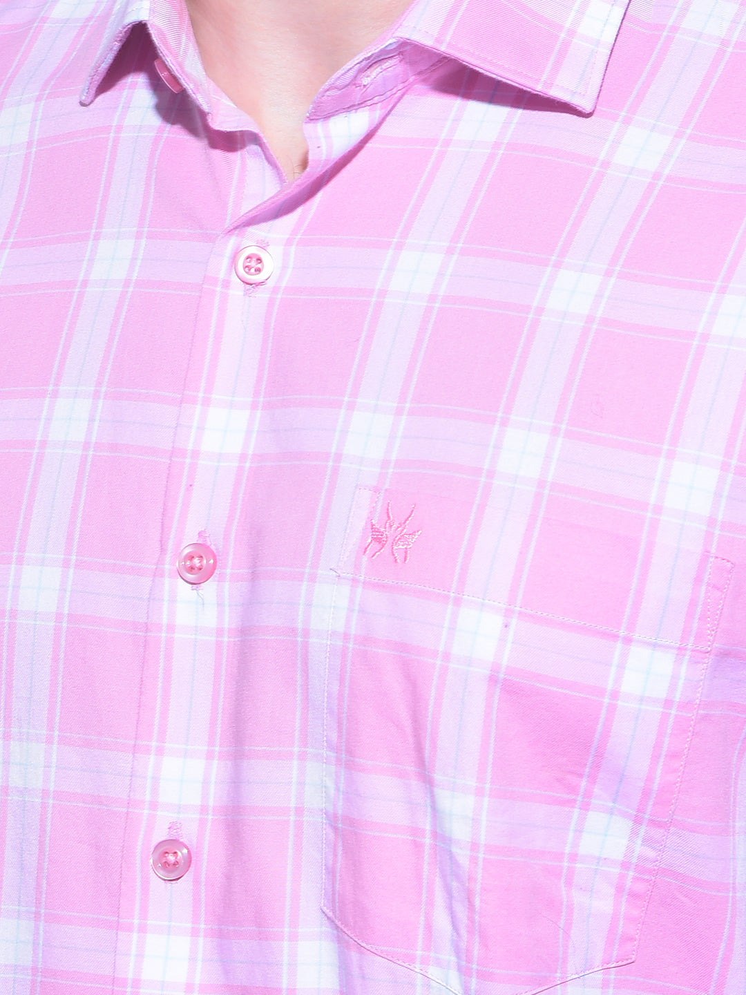 Pink Tartan Check 100% Cotton Shirt-Men Shirts-Crimsoune Club