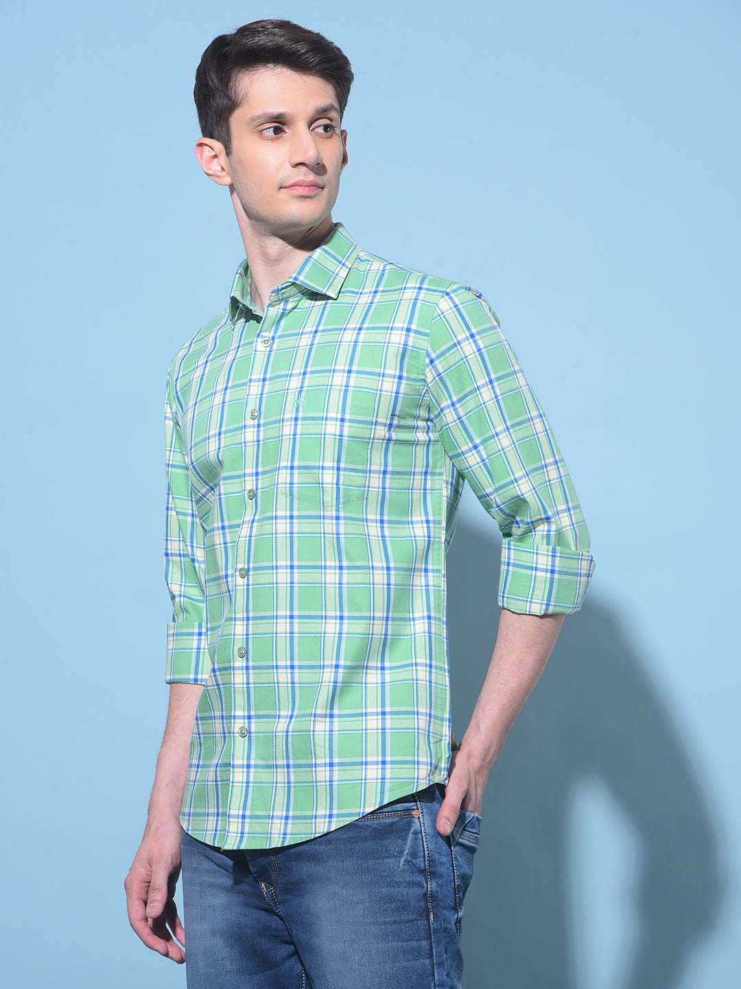 Green Tartan Check 100% Cotton Shirt-Men Shirts-Crimsoune Club