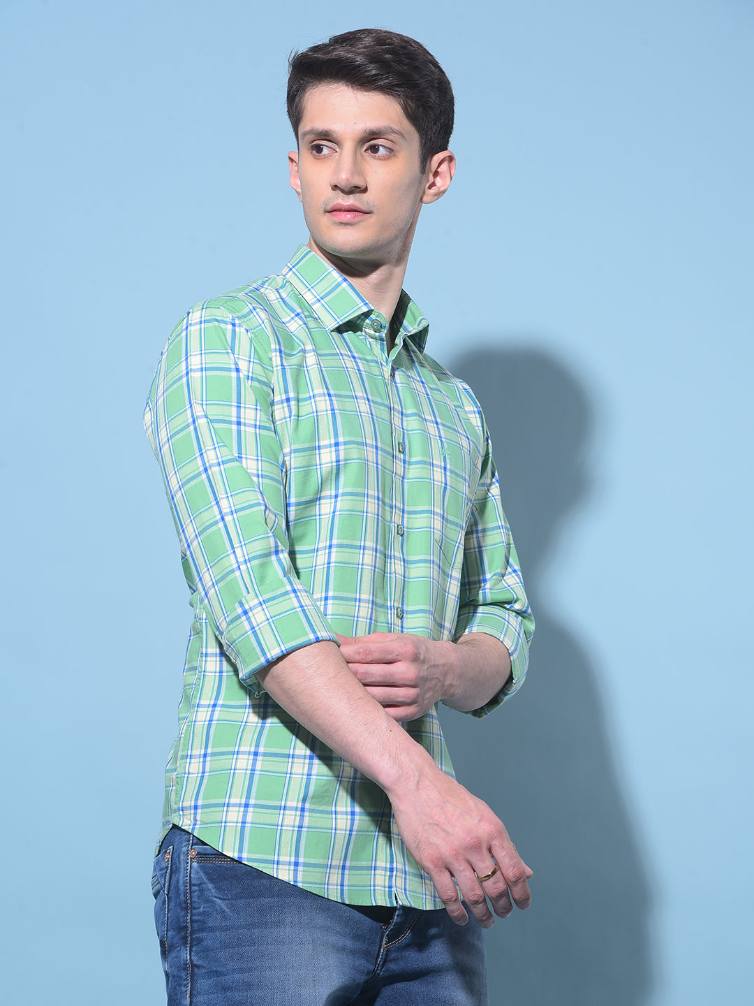 Green Tartan Check 100% Cotton Shirt-Men Shirts-Crimsoune Club